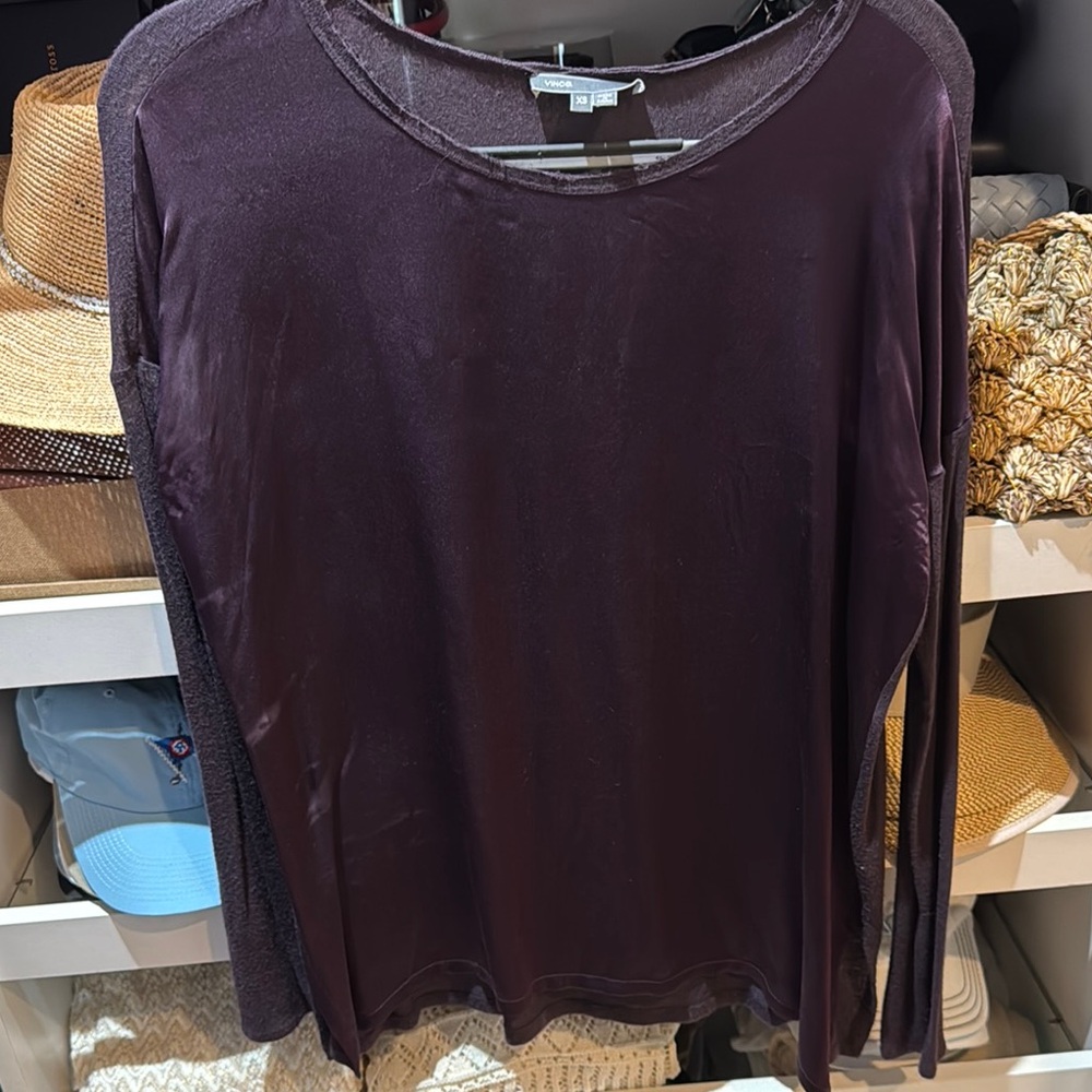 Vince Dark Purple Long Sleeve Blouse